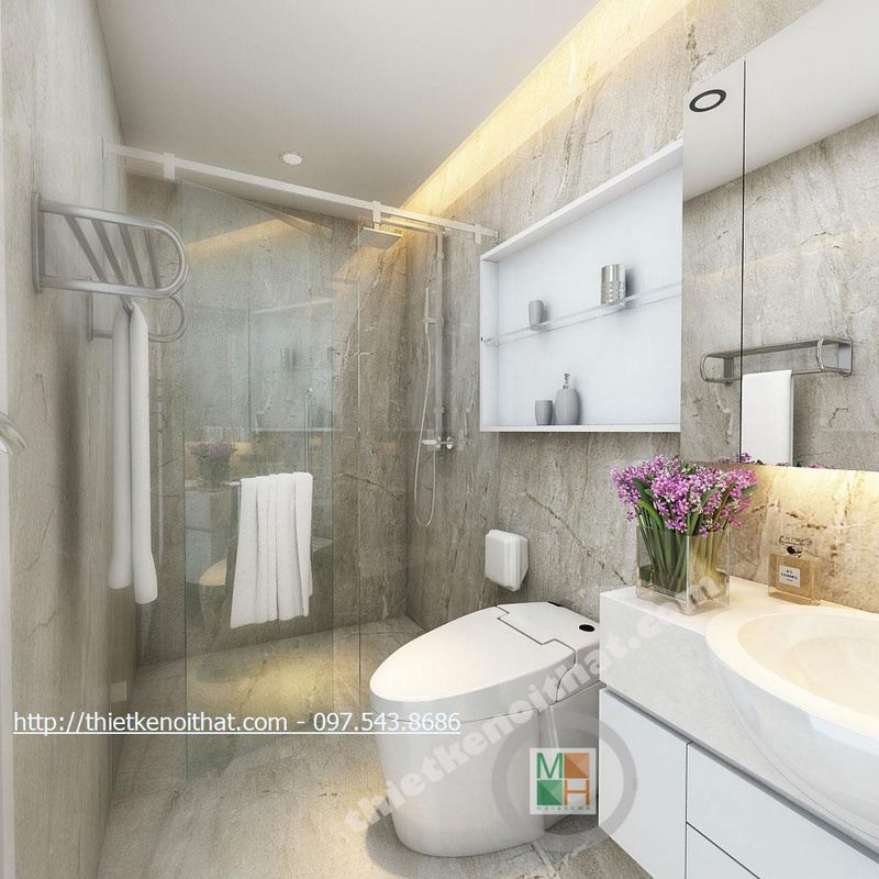 Thiết kế nội thất phòng tắm căn hộ chung cư TimesCity Hai Bà Trưng Hà Nội